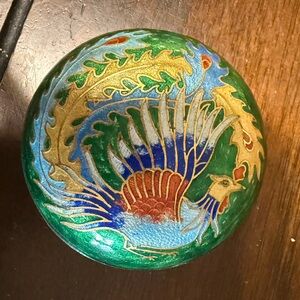 Green Cloisonné Phoenix Decorative Paperweight
